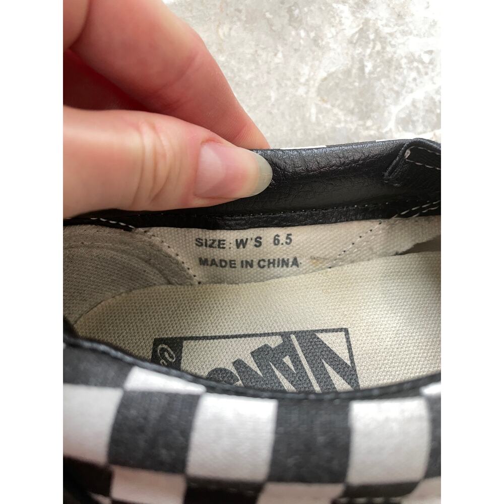 Vans Classic Slip On Sneakers Cactus Checkerboard B&W Womens 6.5 White Black - Picture 8 of 9